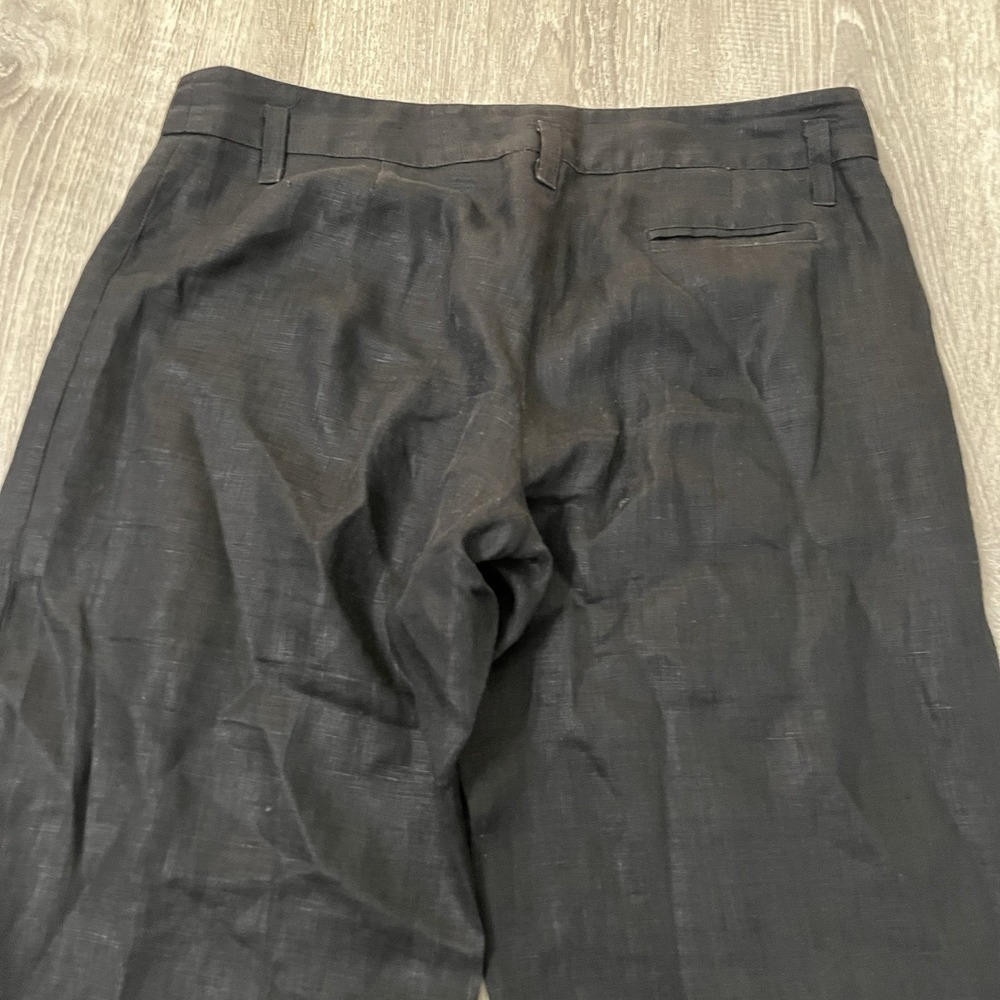 Vintage Linen Trouser Pant Black Women Workwear Size 6 34x30.5 - Picture 3 of 3